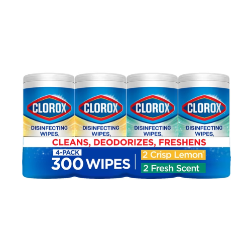 Clorox Disinfecting Cleaning Wipes Variety Pack, Bleach Free, Fresh Scent and Crisp Lemon, 75 Count Each, Pack of 4