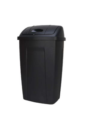 Mainstays Kitchen Trash Can, 13 Gallon Plastic Garbage Bin with Swing Top Lid, Black