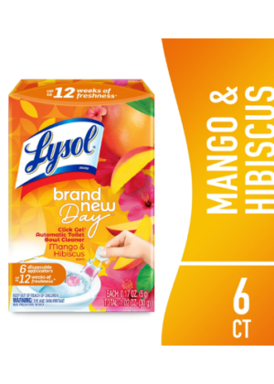Lysol® Brand New Day Automatic Toilet Bowl Click Gel Cleaner, Mango & Hibiscus