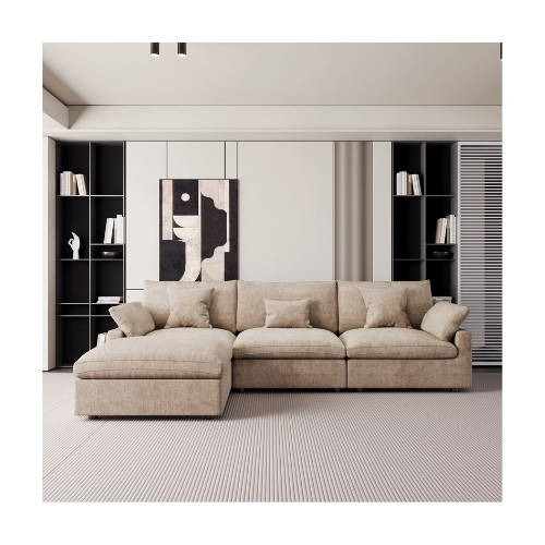 The Magic Home Modular Sofa & Sectional Sofa - L Shaped Deep Seat Cloud Couch in Soft Linen Blend Fabric