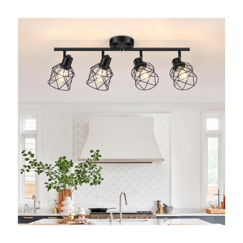 Farmhouse Black Plug in Pendant Light 13.1ft Hanging Light Lamp Kit Metal Cage