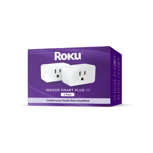 Roku Smart Home Indoor Smart Plug SE (2-Pack) 15 Amps with Custom Scheduling, Remote Power, and Voice Control