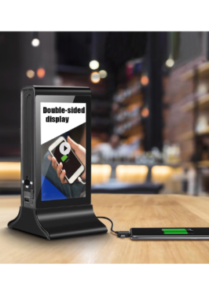 WeADS Digital Signage,Electronic Display Signs for Restaurants with Double Touch Screen, WiFi Connection and High-Capacity Portable Charging for Bars, Hotels, Public Areas (Black)