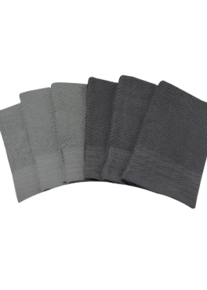 Mainstays 6-Piece Bar Mop Kitchen Towel Set, Solid Grey