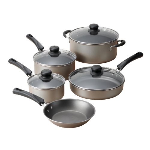 Tramontina 9-Piece Non-Stick Cookware Set, Champagne