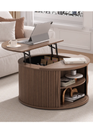 Round Coffee Table With Lifting Top,31.5” Lift Top Coffee Table With Hidden Compartment,walnut