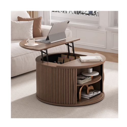 Round Coffee Table With Lifting Top,31.5” Lift Top Coffee Table With Hidden Compartment,walnut