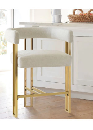 Rienna 25" Upholstered Gold Chenille Solid Back Counter Stool