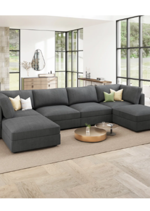Bouley U-shaped Corduroy Modular Sectional Cloud Couch