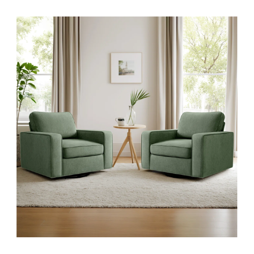 36.2" Wide Upholstered Swivel Accent Armchair (Set of 2)