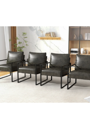 Bradon 24.6'' Wide Vintage Soft Vegan Leather Arm Accent Chair with Removable Backrest