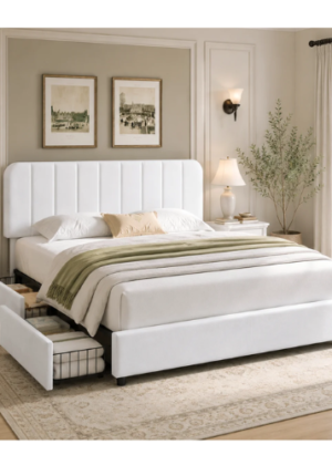 Huntsville 4-Drawer Velvet Upholstered Platform Bed